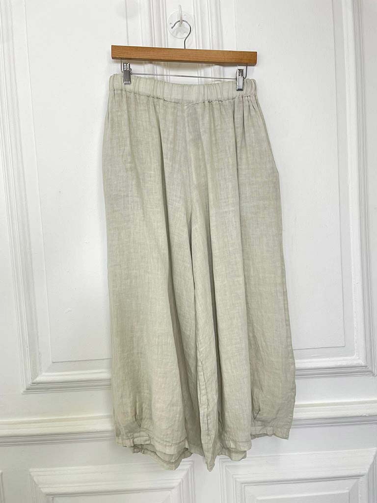 Linen Barrel Trousers - Stone