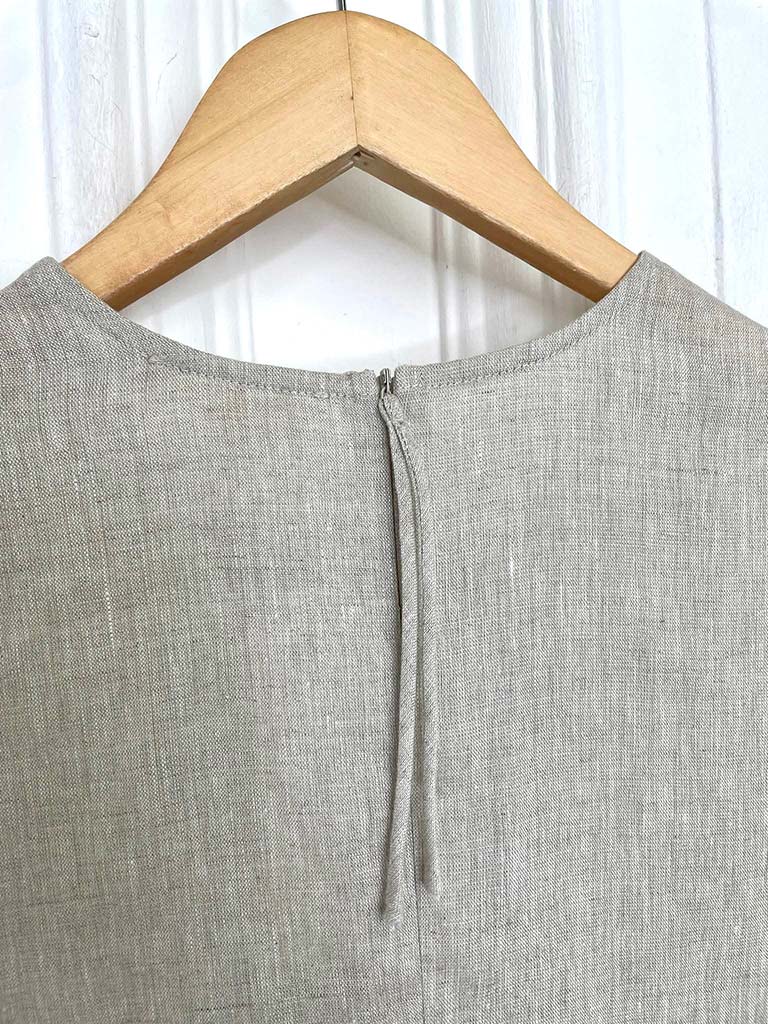 Malissa J Linen Raw Edge Dress - Stone