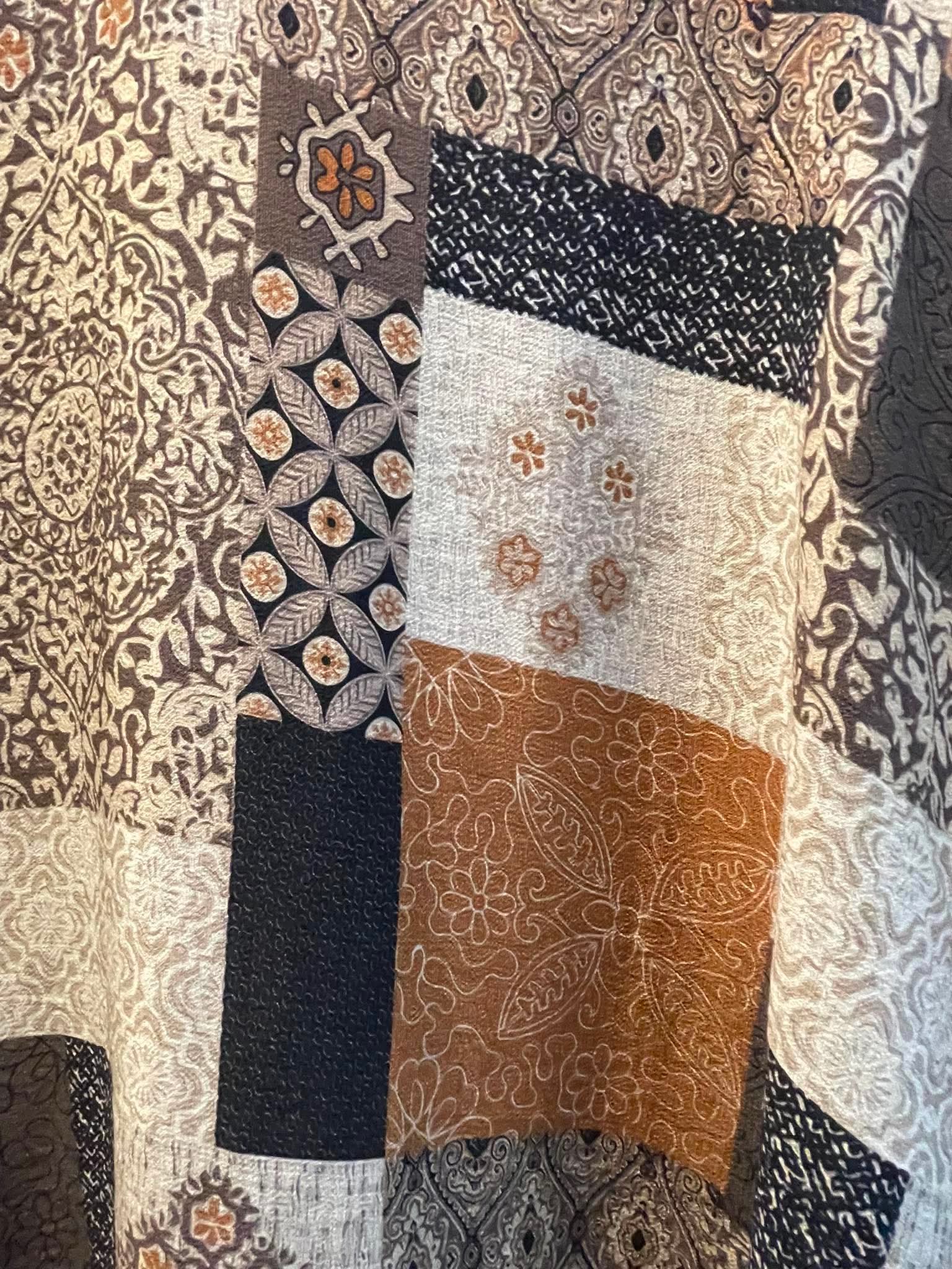 Tile Print Maxi Dress - Navy & Tan