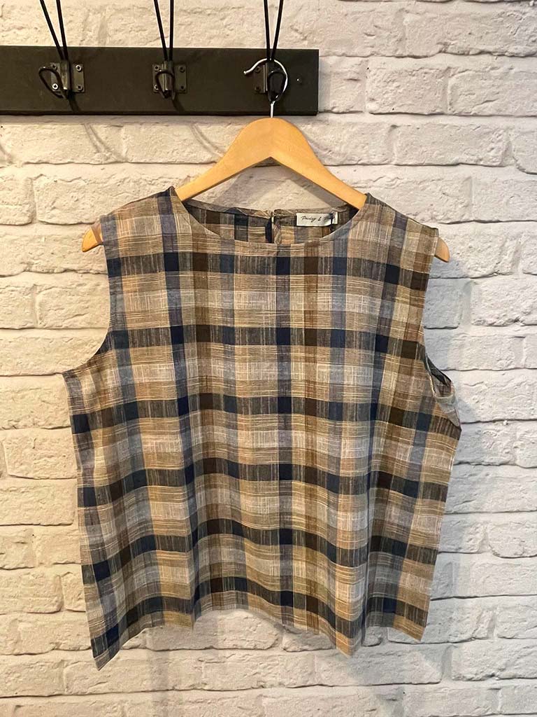Atelier Check Tank Top - Navy