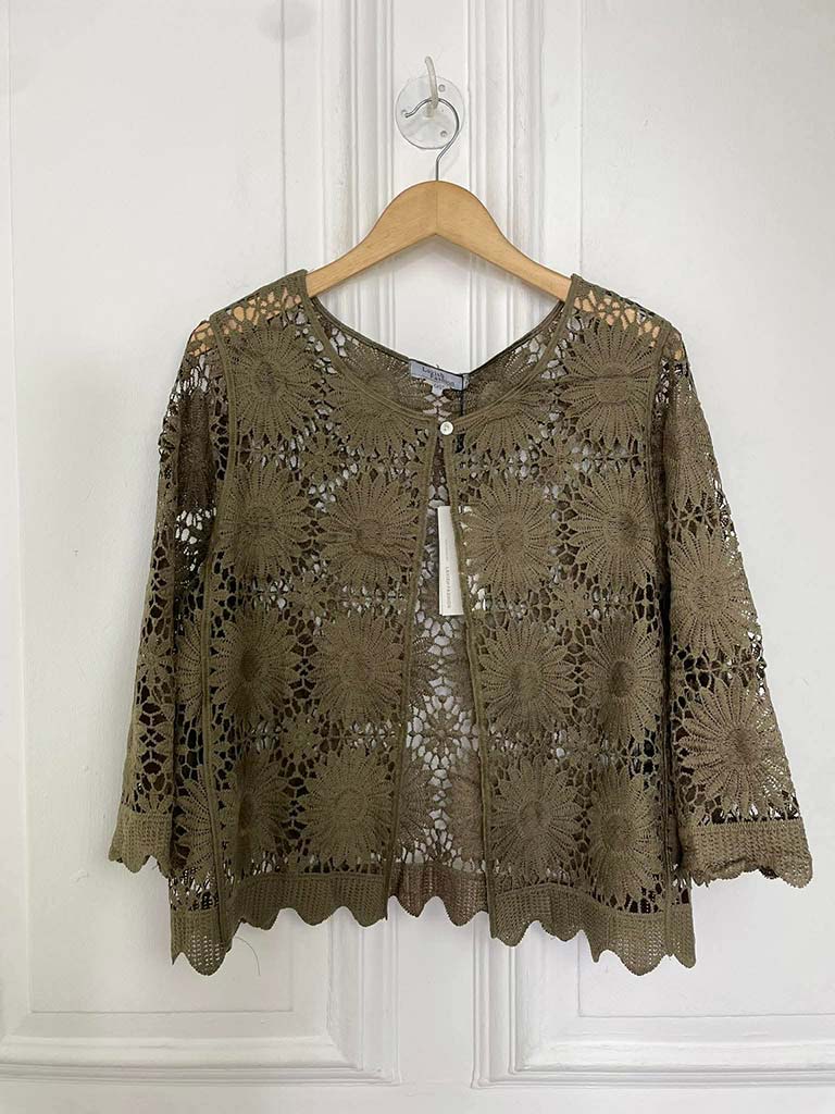 Daisy Crochet Jacket - Khaki