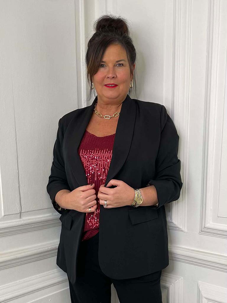 V-Neck Sequin Vest - Merlot