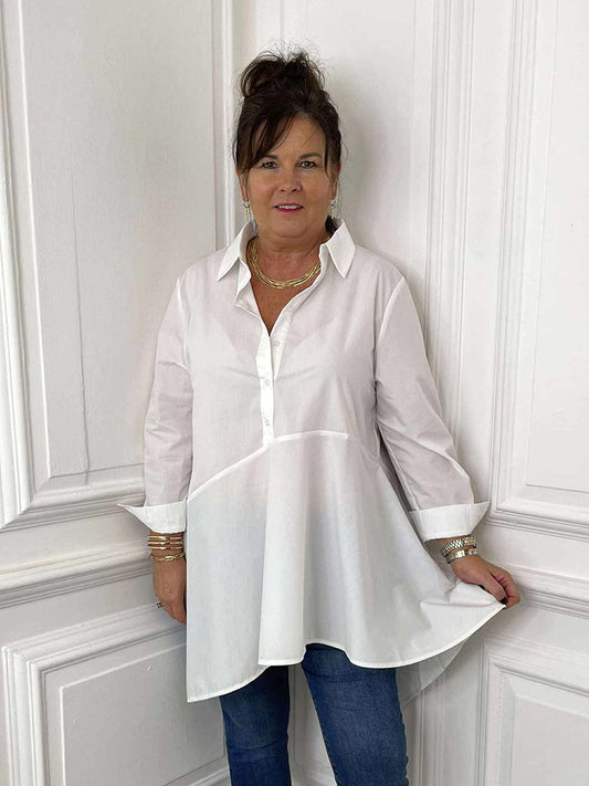 Malissa J Asymmetric A-Line Shirt - White