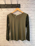 Malissa J Leopard Mesh Top - Khaki