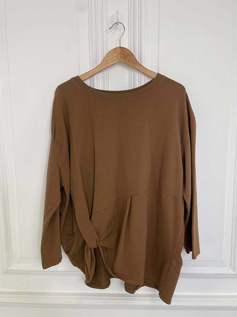 Jersey Looped Hem Top - Toffee