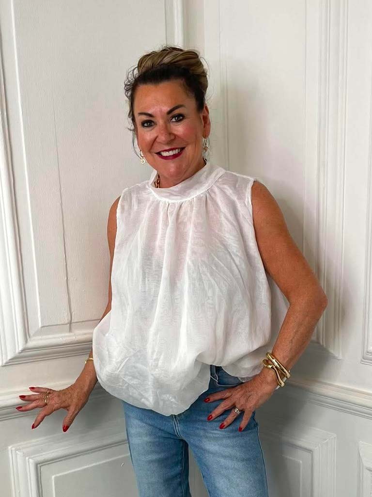 Bubble Hem Top - White