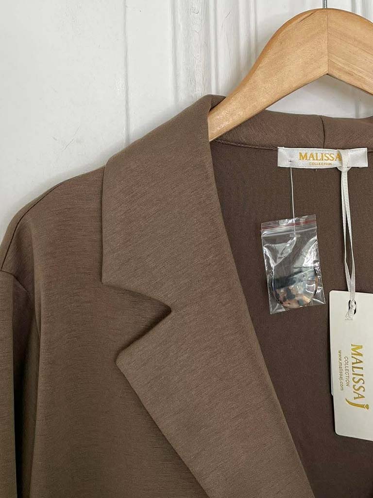 Malissa J Jersey Split Side Blazer - Coffee