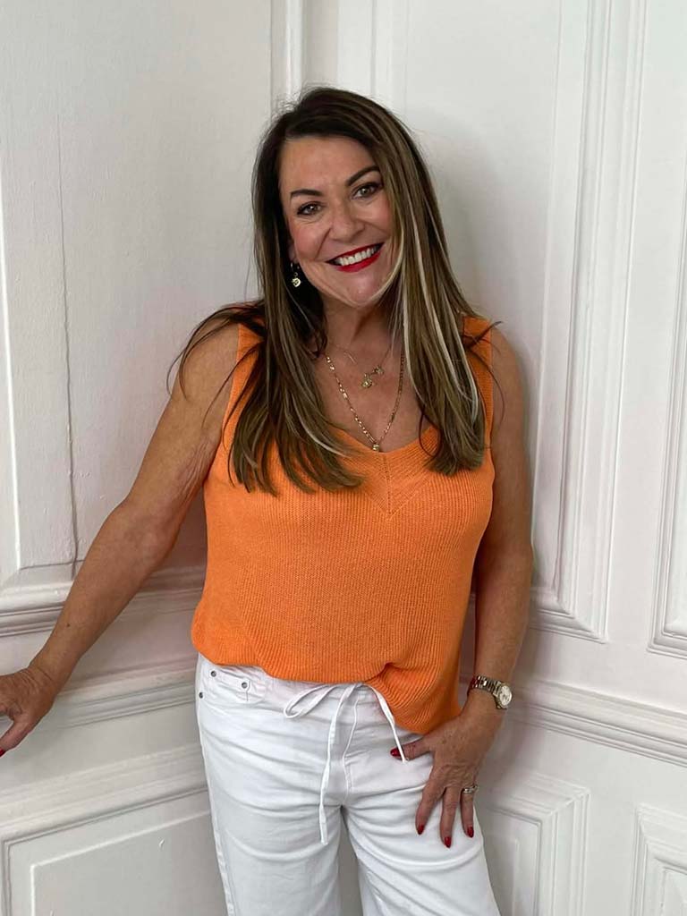 Knitted Vest Top - Tangerine