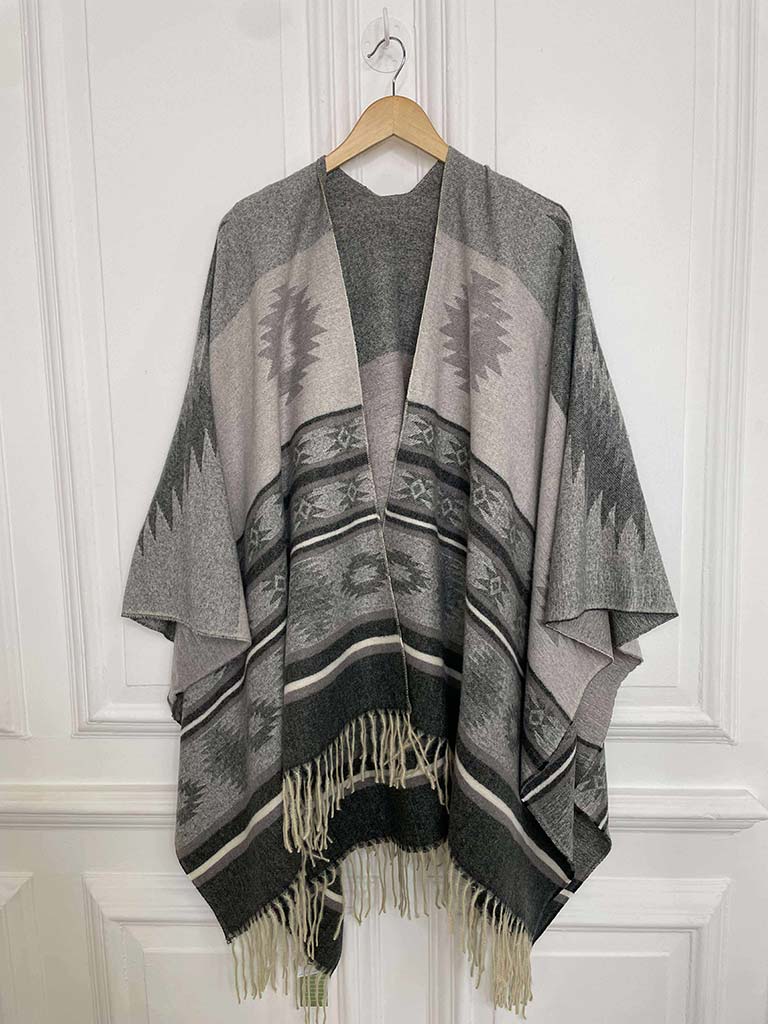 Aztec Print Wrap - Grey