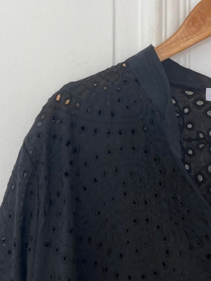 Broderie Anglaise Cotton Dress - Black