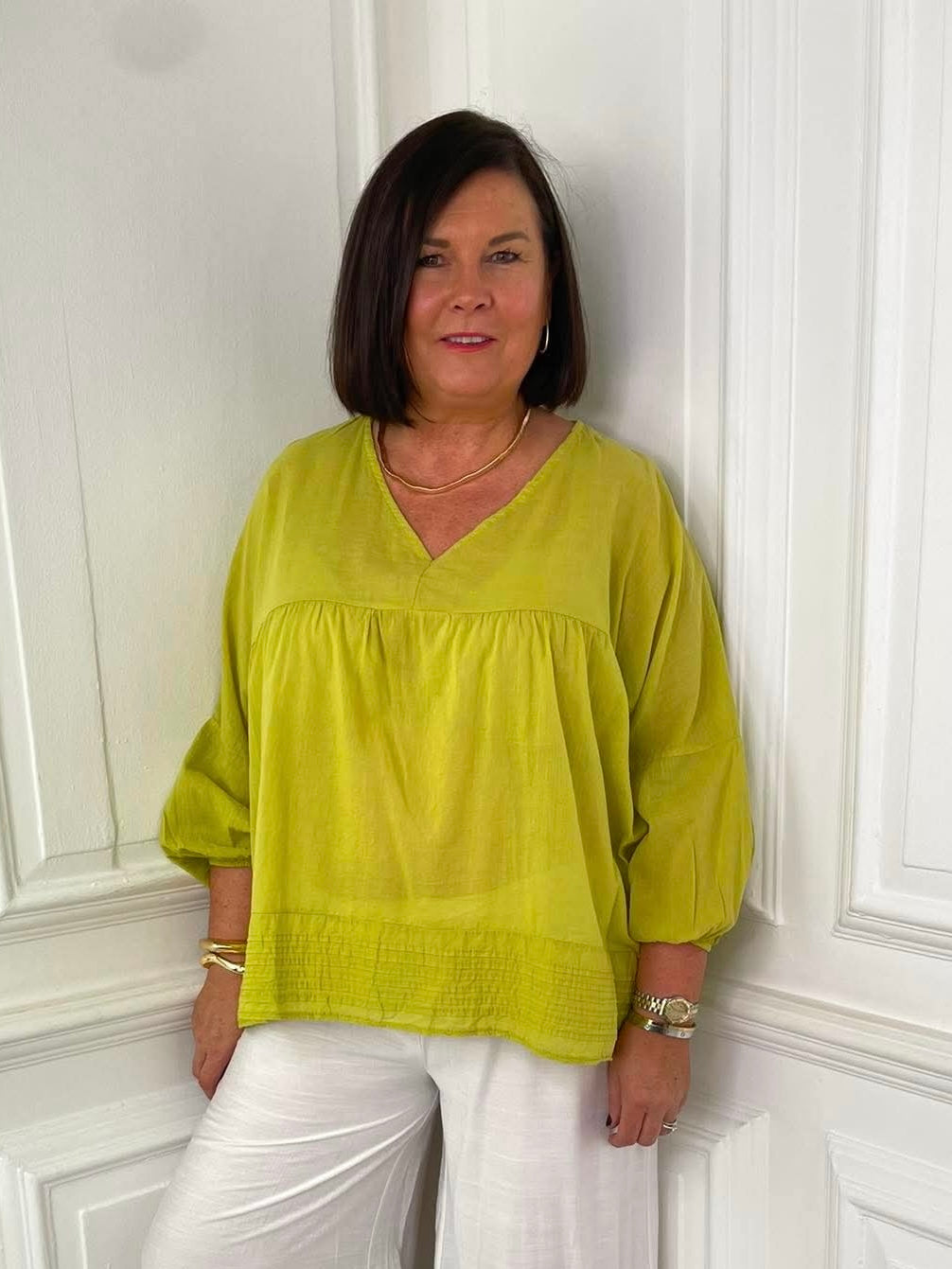 Cotton Smock Top - Kiwi