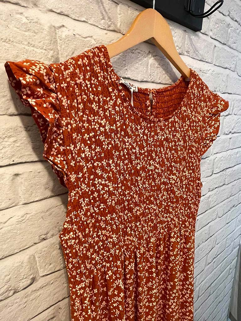 Ditsy Daisy Midi Dress - Rust