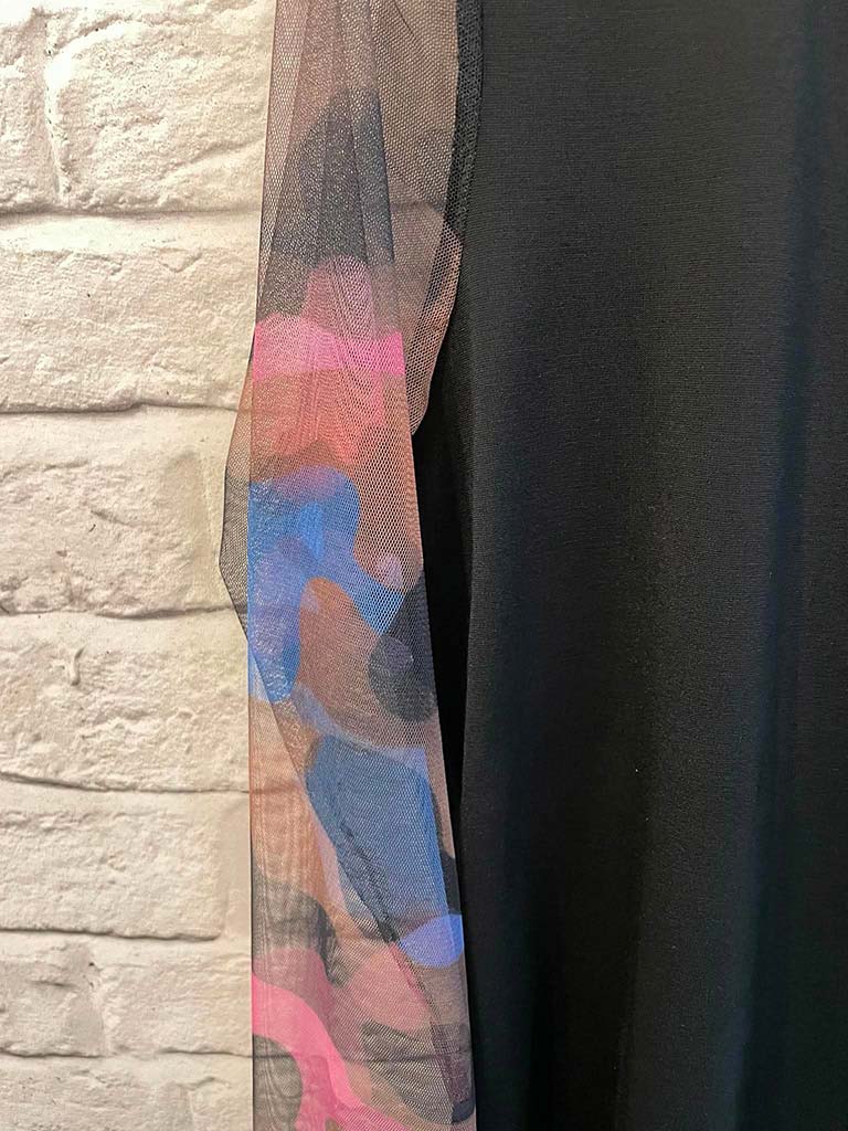 Malissa J Camo Mesh Top - Black