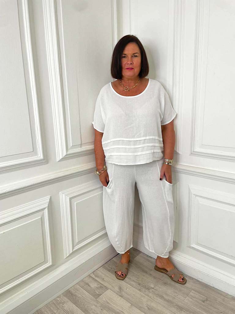 Hopsack Cocoon Trousers - White