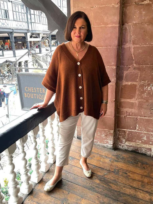 Slouchy Batwing Cardigan - Toffee