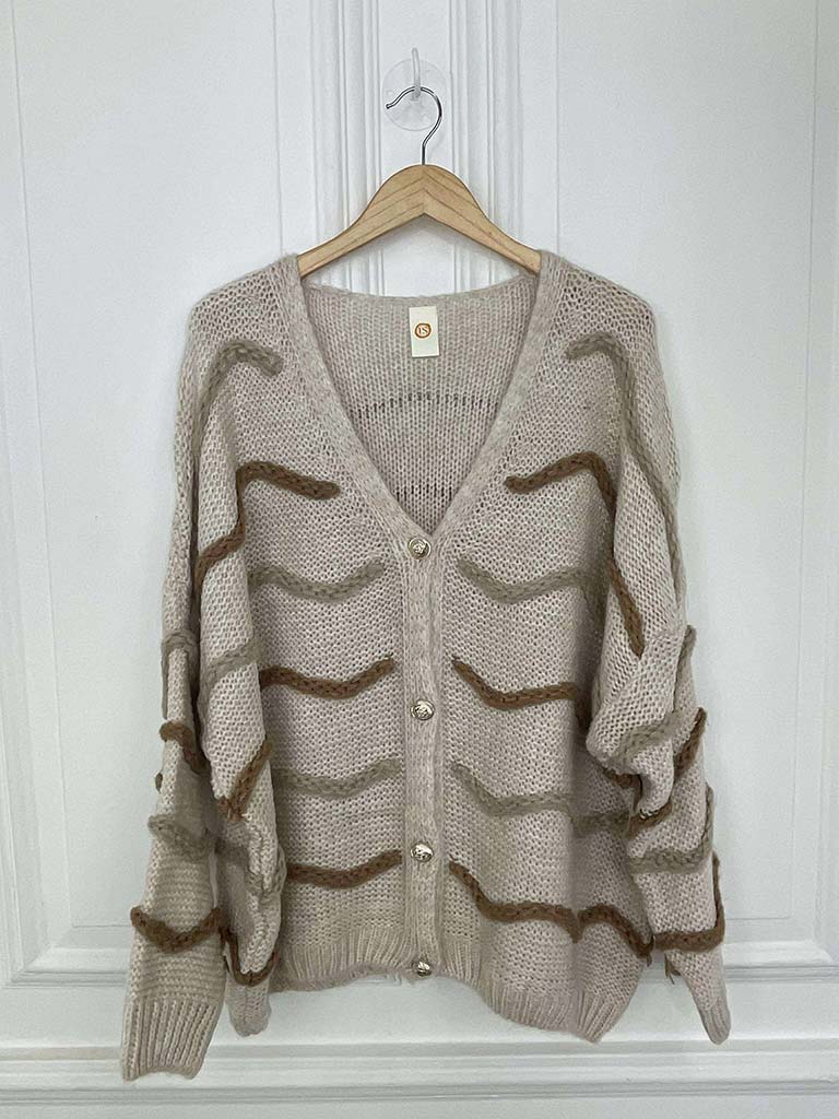 Wave Knit Cardigan - Stone
