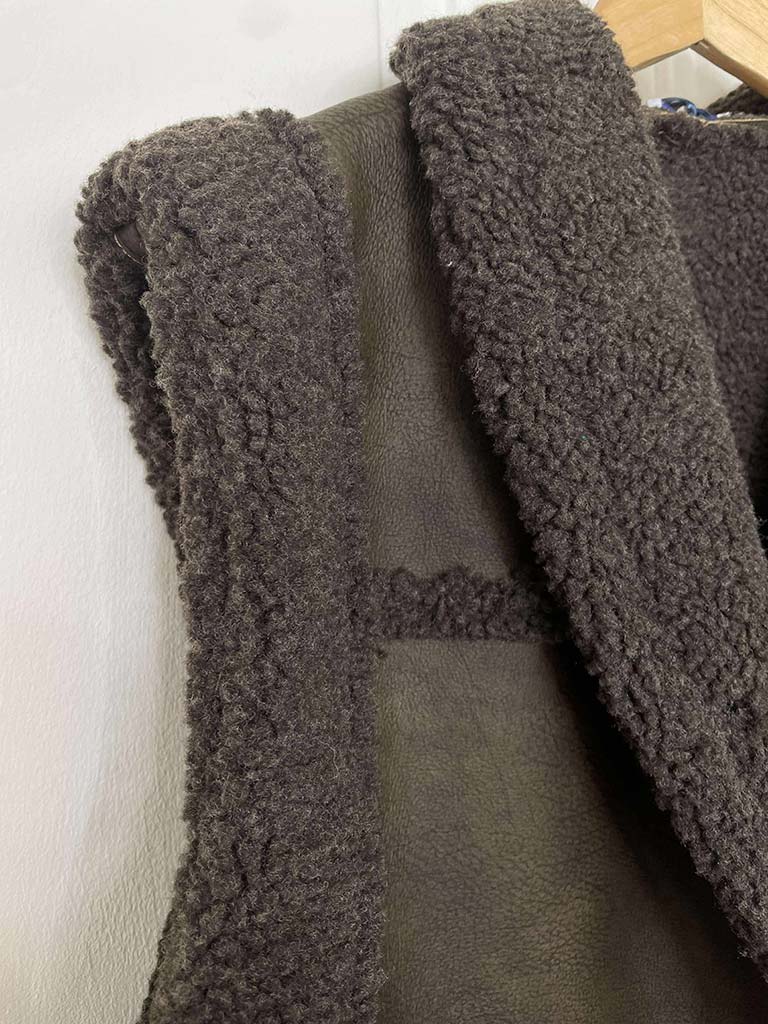 Faux Shearling Gilet - Dark Chocolate