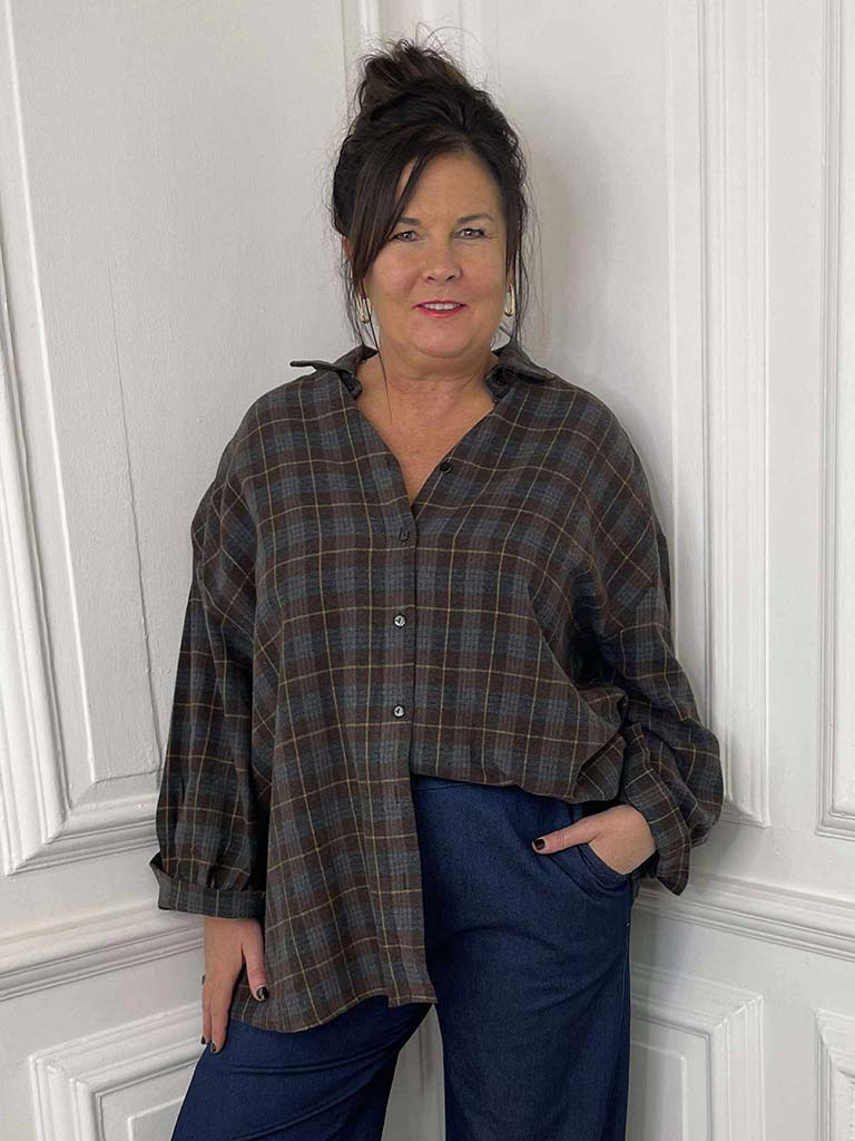 Oversized Check Shirt - Chocolate