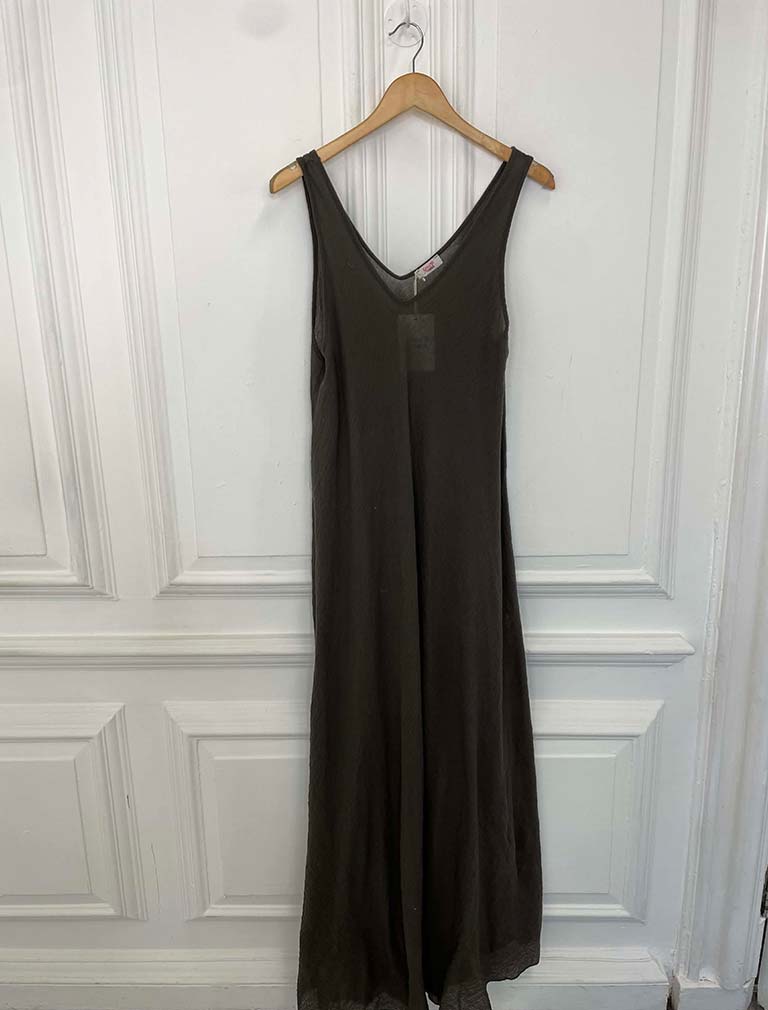 Waffle Sleeveless Dress - Chocolate