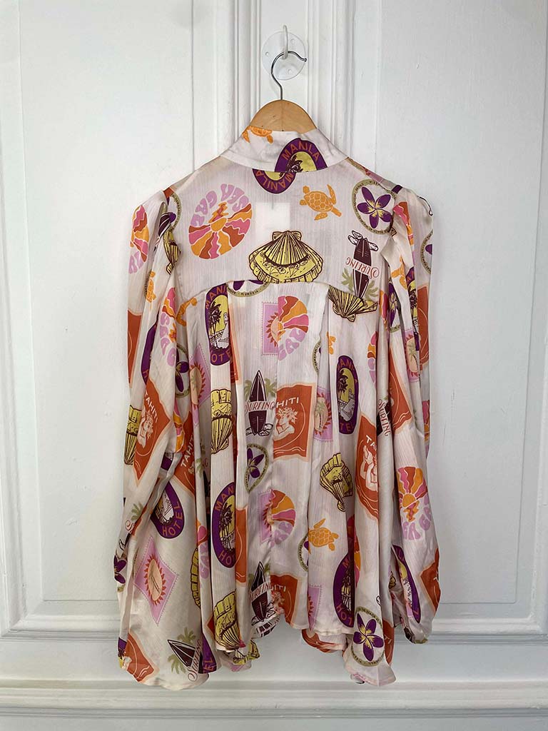 Tahiti Pussybow Blouse - Sunset