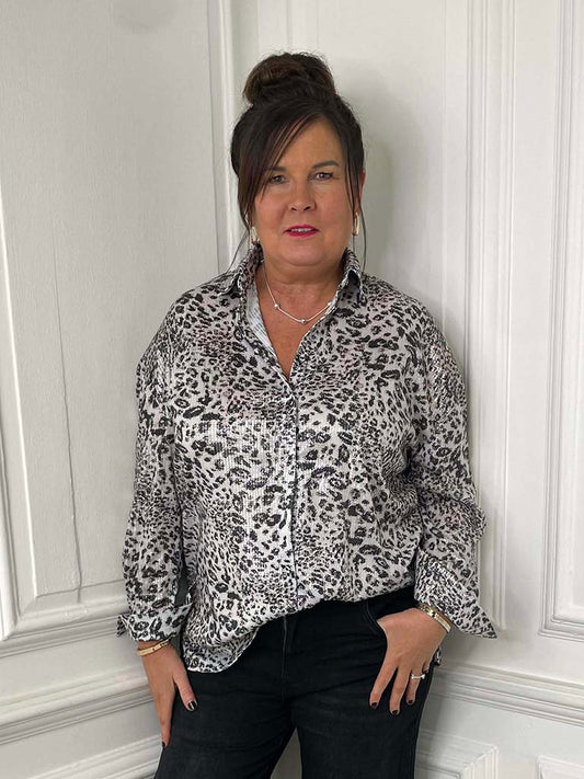 Malissa J Leopard Sequin Shirt