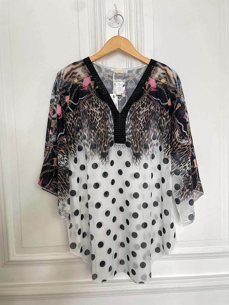 Malissa J Animal Print & Studded Top