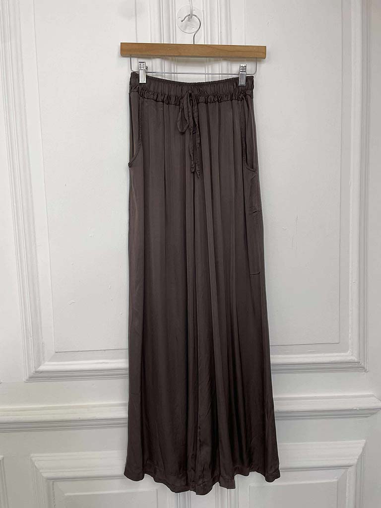 Silk Mix Palazzos - Chocolate