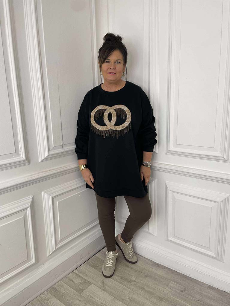 Link Embellished Sweatshirt - Black