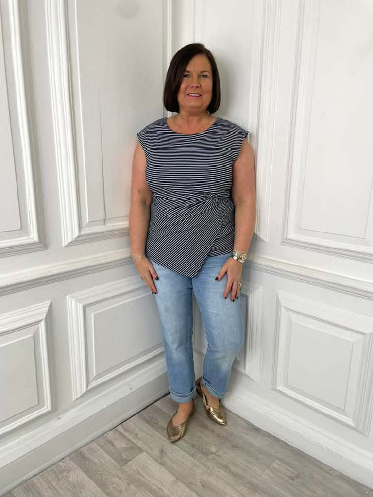 Twist Front Stripe Top
