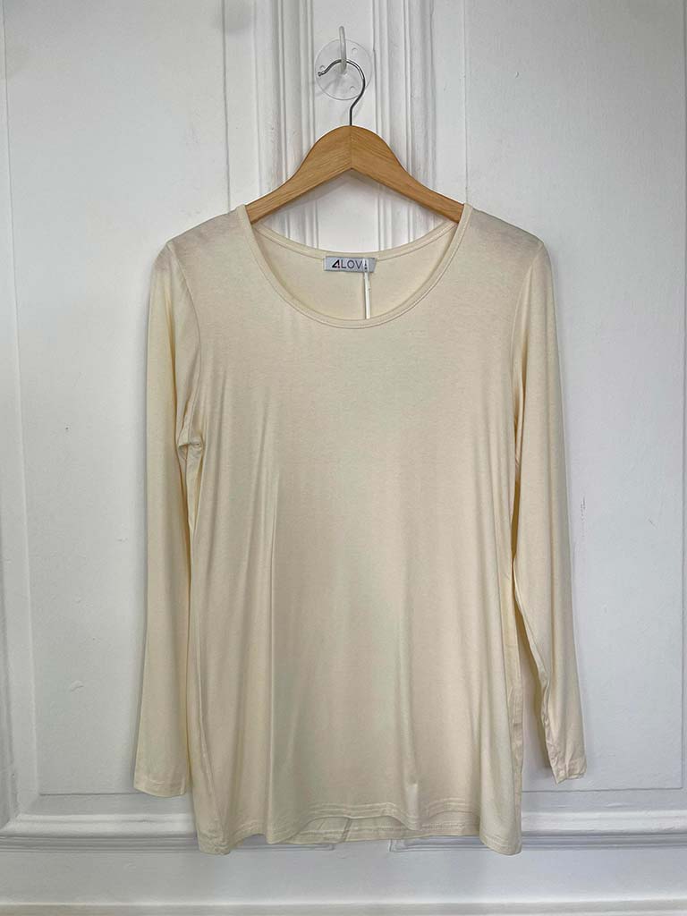 Malissa J Long Sleeve Basic Top - Cream