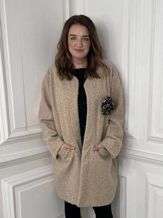 Boucle Corsage Jacket - Stone