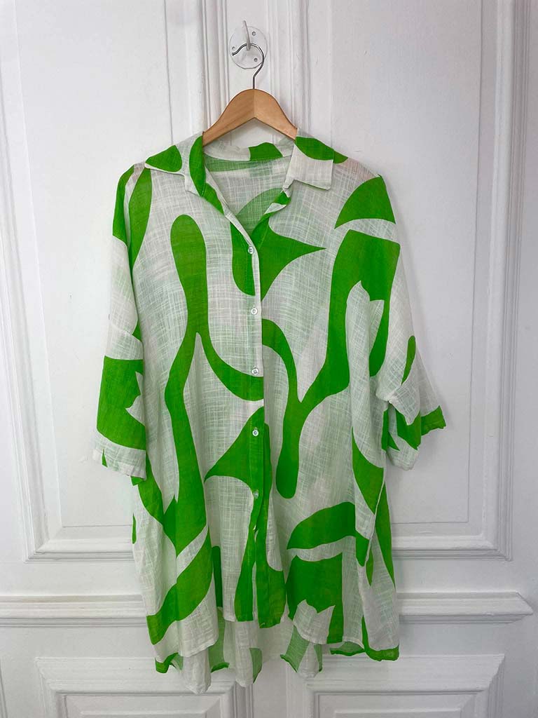 Abstract Throwover Shirt - Lime