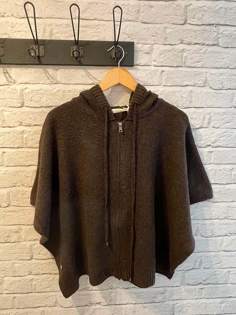 Malissa J Hooded Zipped Knit - Chocolate