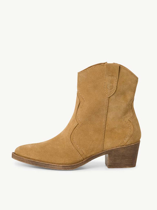 Tamaris Suede Cowboy Boots - Camel