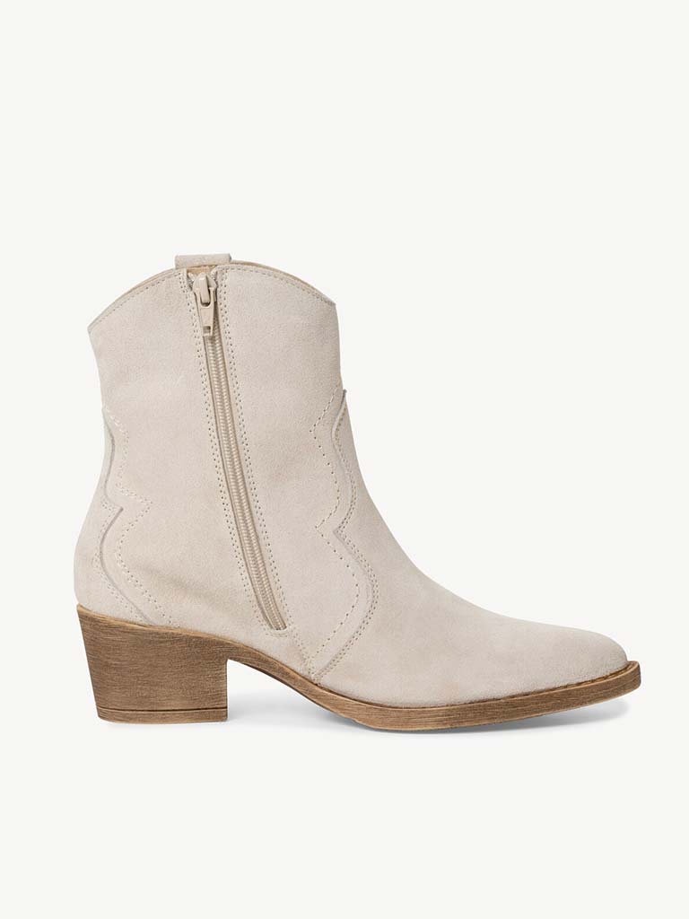 Tamaris Suede Cowboy Boots - Beige