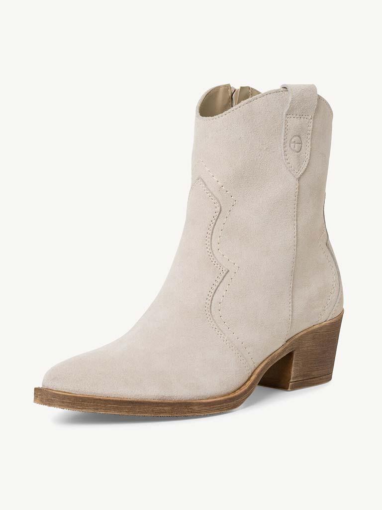 Tamaris Suede Cowboy Boots - Beige