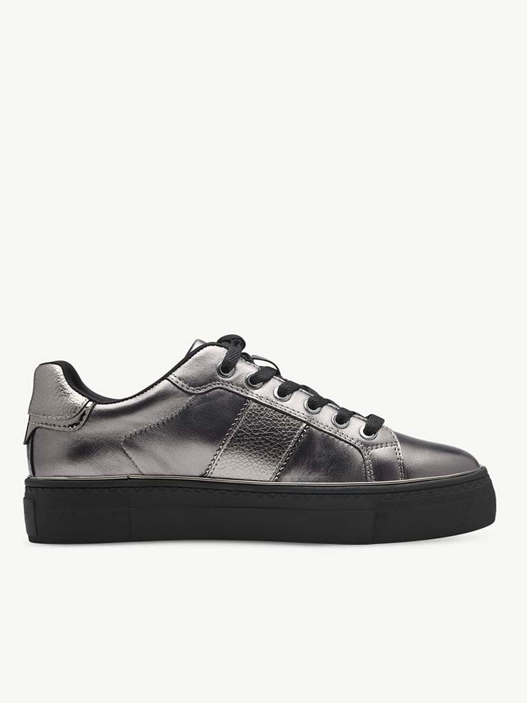 Tamaris Leather Trainers - Pewter