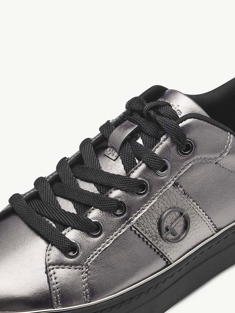 Tamaris Leather Trainers - Pewter