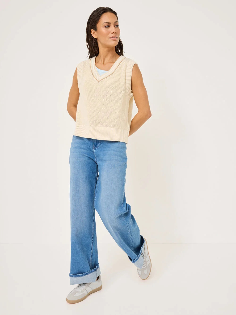 Tamaris Leather Trainers - Warm White