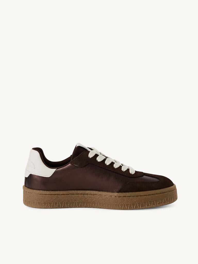 Tamaris Leather Trainers - Brown Metallic
