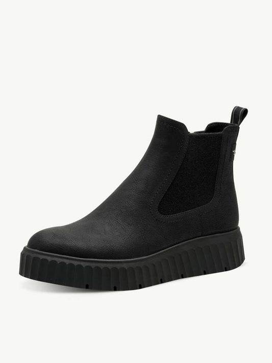 Tamaris Faux Leather Flatform Boots - Black