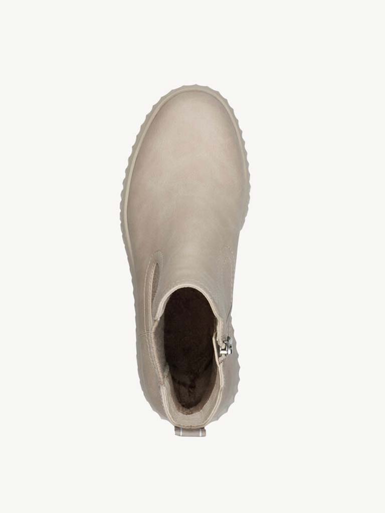 Tamaris Faux Leather Flatform Boots - Stone