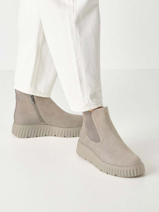 Tamaris Faux Leather Flatform Boots - Stone