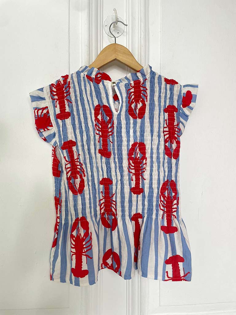 Shirred Frill Striped Lobster Top