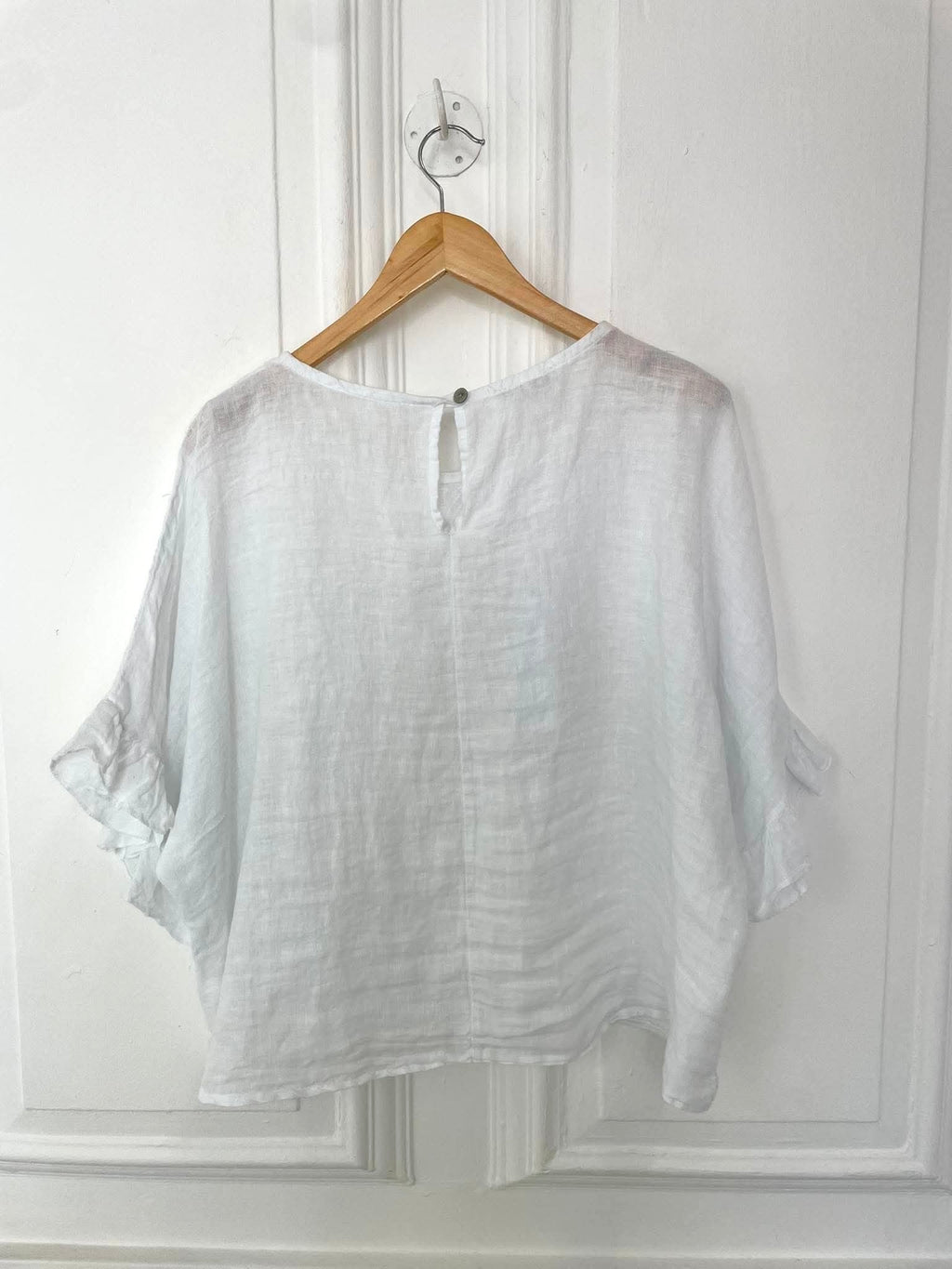Linen Fiorita Stitch Top - White