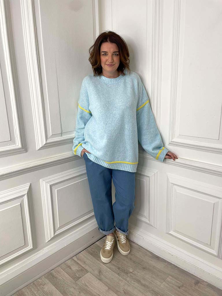 Contrast Stripe Knit - Sky