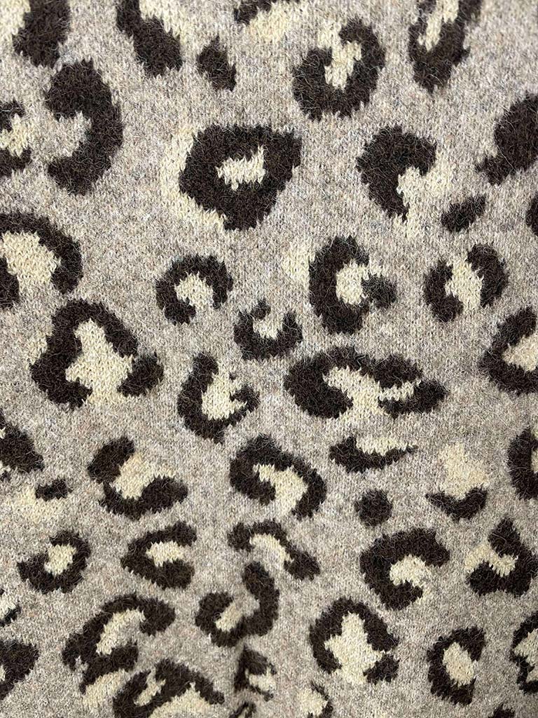 Leopard Jacquard Knit - Stone