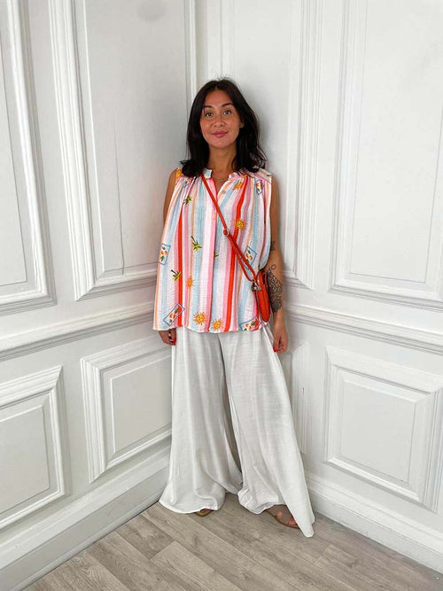 Summer Fiesta Sleeveless Blouse