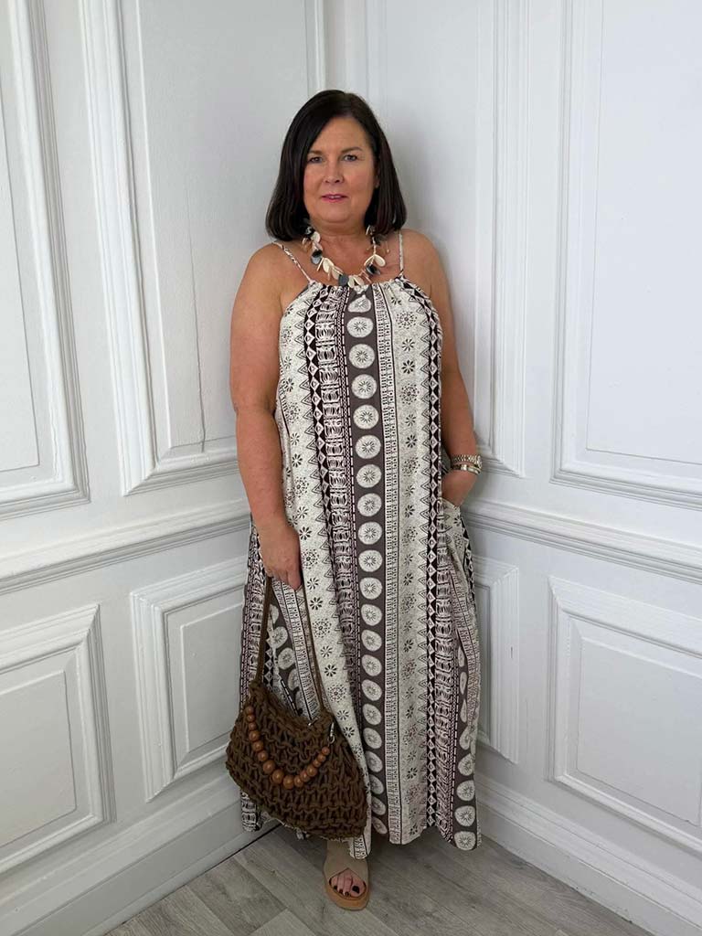 Tile Print Maxi Dress