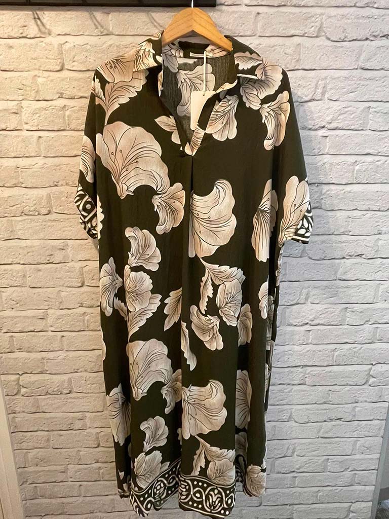 Lotus Collared Midi Dress - Chocolate